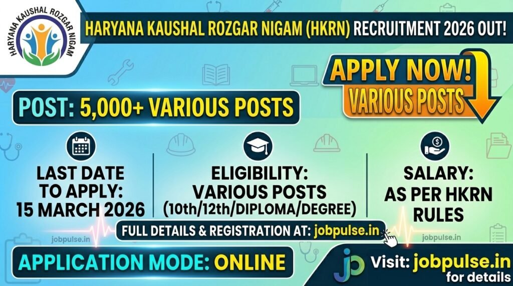 Haryana Kaushal Rozgar Nigam (HKRN) Recruitment 2026