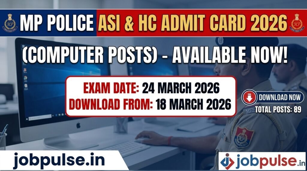 MP Police ASI & Head Constable (Computer) Admit Card 2026 Released