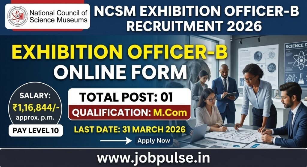 NCSM Exhibition Officer-B Recruitment 2026 – Online Form