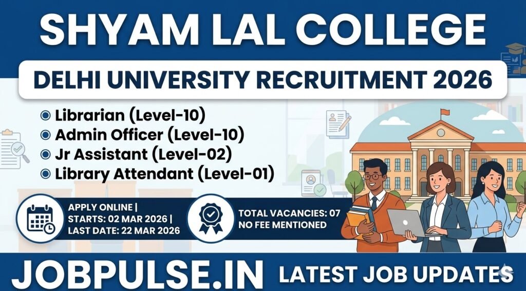 Shyam Lal College (DU) Recruitment 2026: Apply Online