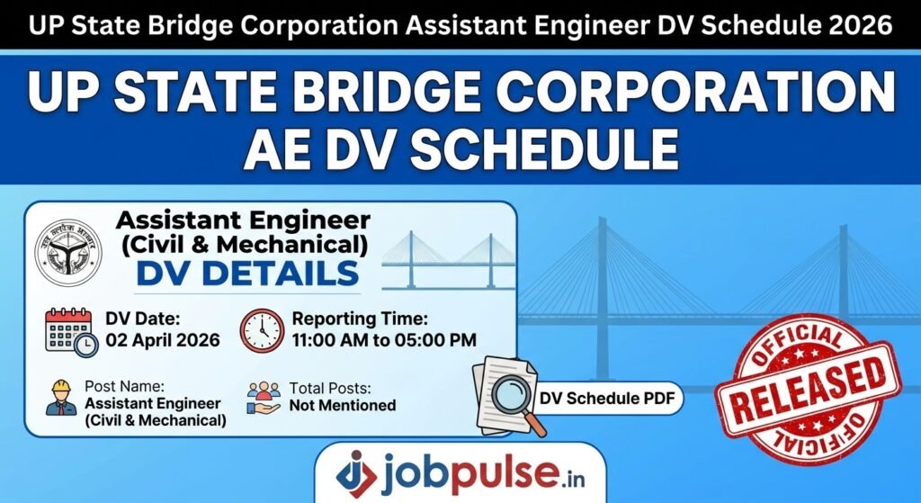 UP State Bridge Corporation Assistant Engineer DV Schedule 2026 