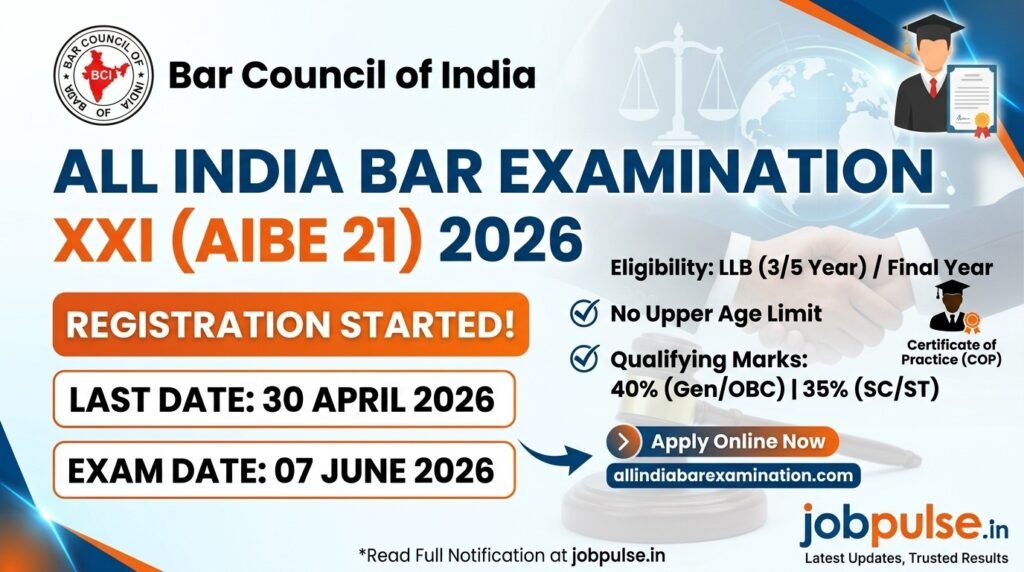 AIBE XXI (21) Registration 2026: Eligibility, Fees & Application Guide