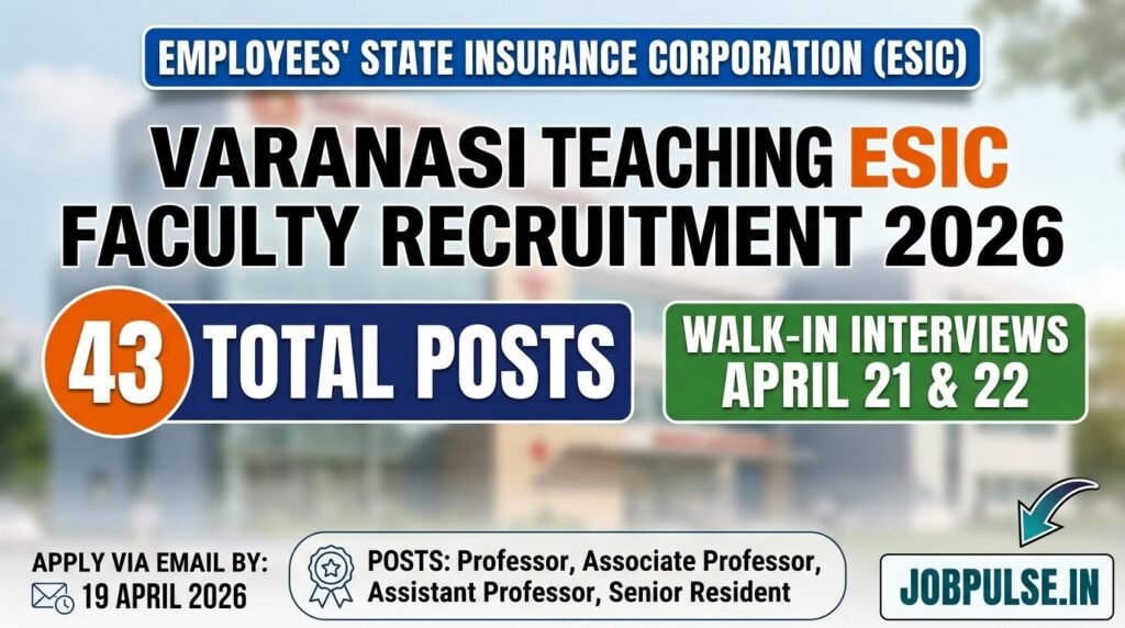 ESIC Varanasi Teaching Faculty Recruitment 2026 – Apply for 43 Posts