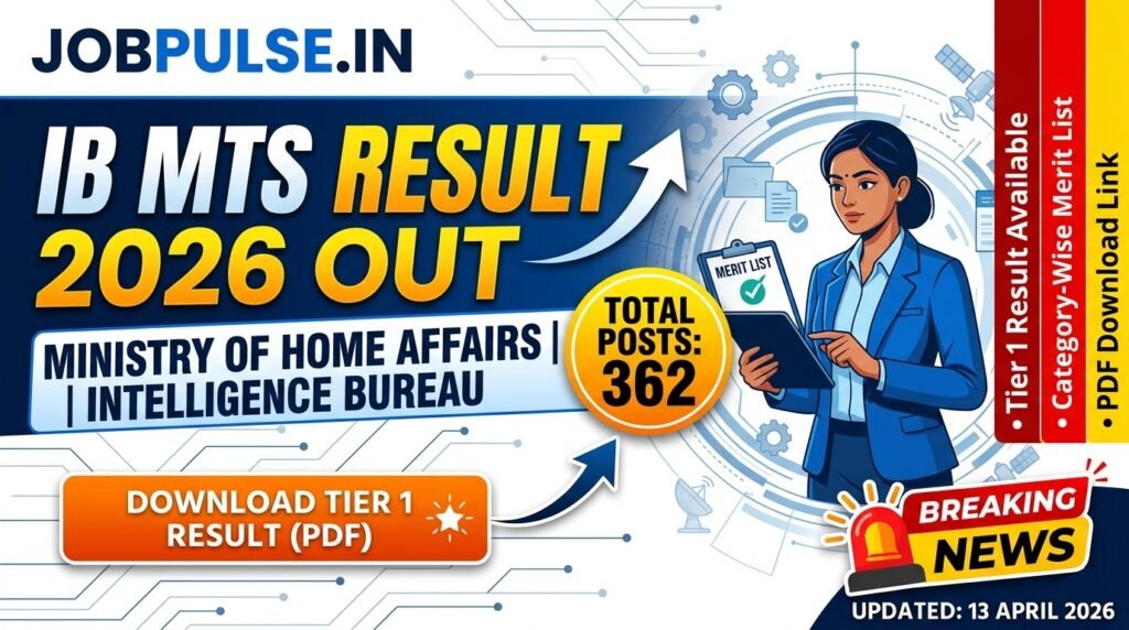 IB MTS Result 2026 Out: Download MHA Intelligence Bureau Tier 1 Merit List