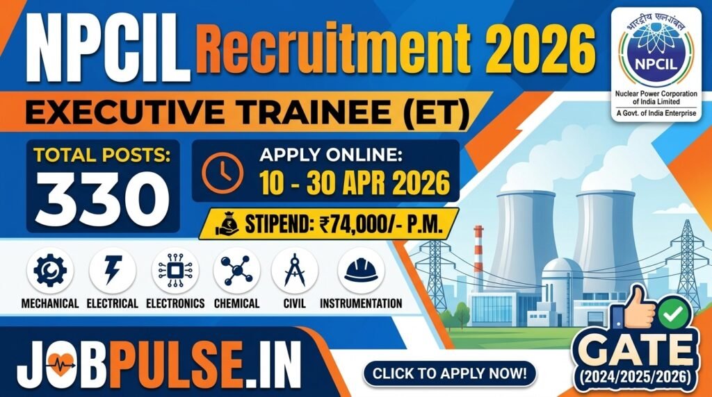  NPCIL Executive Trainee Recruitment 2026 Out – Apply Online 330 Posts