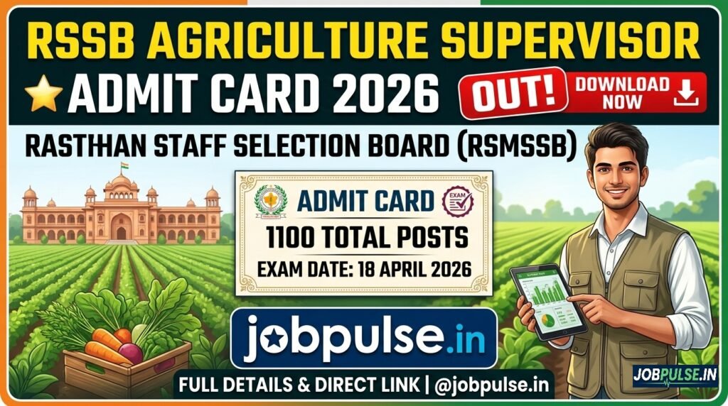 RSSB Agriculture Supervisor Admit Card 2026